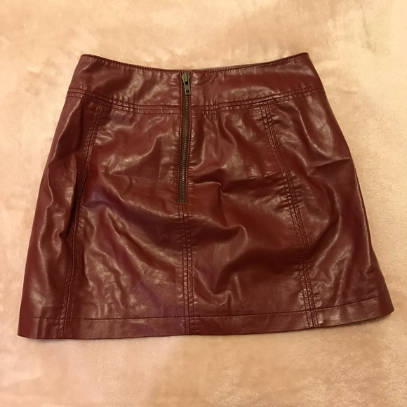 Free People Red Vegan Leather Skirt - Picture 2 of 3